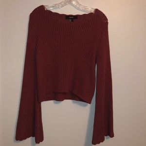 ribbed sweater with flare arms